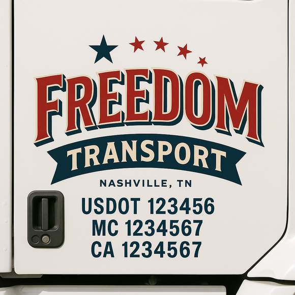 Custom Truck Door Decal Sticker Lettering Signs with US DOT, MC, CA, KYU VIN For Semi-Trucks, Work Trucks & Businesses