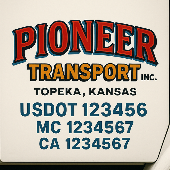 Custom Truck Door Decal Sticker Lettering Signs with US DOT, MC, CA, KYU VIN For Semi-Trucks, Work Trucks & Businesses