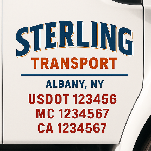 Custom Truck Door Decal Sticker Lettering Signs with US DOT, MC, CA, KYU VIN For Semi-Trucks, Work Trucks & Businesses