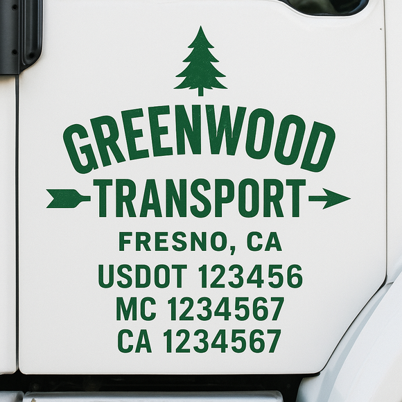 Custom Truck Door Decal Sticker Lettering Signs with US DOT, MC, CA, KYU VIN For Semi-Trucks, Work Trucks & Businesses