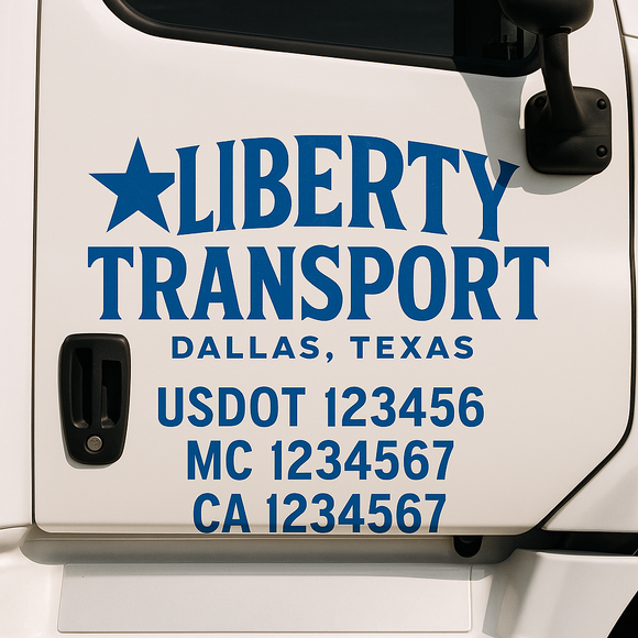 Custom Truck Door Decal Sticker Lettering Signs with US DOT, MC, CA, KYU VIN For Semi-Trucks, Work Trucks & Businesses