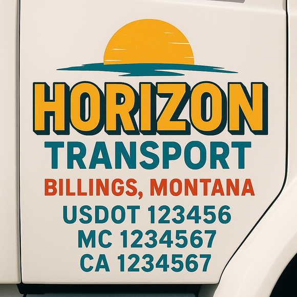 Custom Truck Door Decal Sticker Lettering Signs with US DOT, MC, CA, KYU VIN For Semi-Trucks, Work Trucks & Businesses
