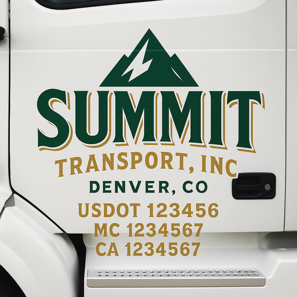 Custom Truck Door Decal Sticker Lettering Signs with US DOT, MC, CA, KYU VIN For Semi-Trucks, Work Trucks & Businesses