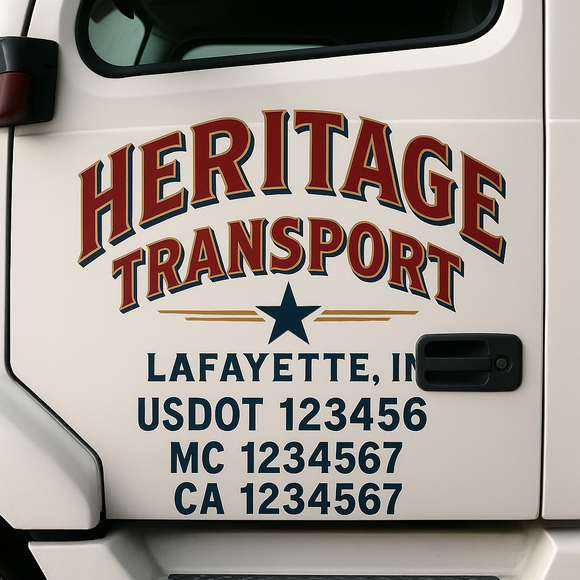 Custom Truck Door Decal Sticker Lettering Signs with US DOT, MC, CA, KYU VIN For Semi-Trucks, Work Trucks & Businesses