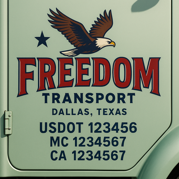 Custom Truck Door Decal Sticker Lettering Signs with US DOT, MC, CA, KYU VIN For Semi-Trucks, Work Trucks & Businesses