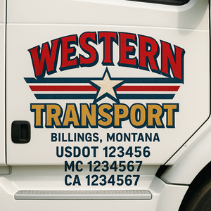 Custom Truck Door Decal Sticker Lettering Signs with US DOT, MC, CA, KYU VIN For Semi-Trucks, Work Trucks & Businesses