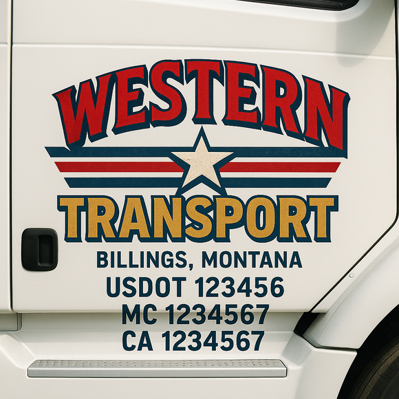 Custom Truck Door Decal Sticker Lettering Signs with US DOT, MC, CA, KYU VIN For Semi-Trucks, Work Trucks & Businesses