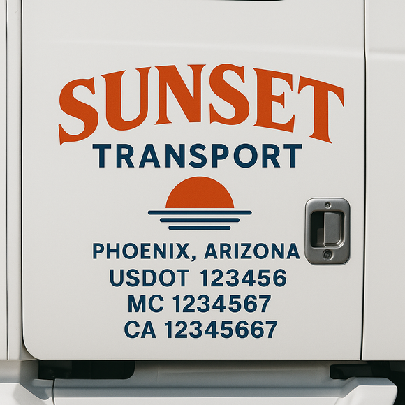 Custom Truck Door Decal Sticker Lettering Signs with US DOT, MC, CA, KYU VIN For Semi-Trucks, Work Trucks & Businesses