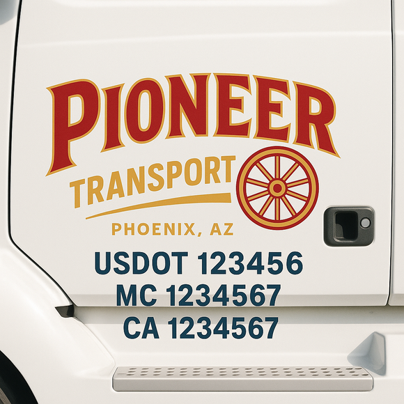 Custom Truck Door Decal Sticker Lettering Signs with US DOT, MC, CA, KYU VIN For Semi-Trucks, Work Trucks & Businesses