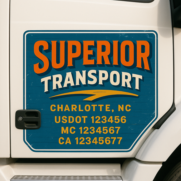 Custom Truck Door Decal Sticker Lettering Signs with US DOT, MC, CA, KYU VIN For Semi-Trucks, Work Trucks & Businesses