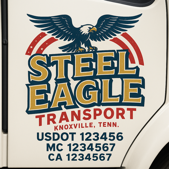 Custom Truck Door Decal Sticker Lettering Signs with US DOT, MC, CA, KYU VIN For Semi-Trucks, Work Trucks & Businesses