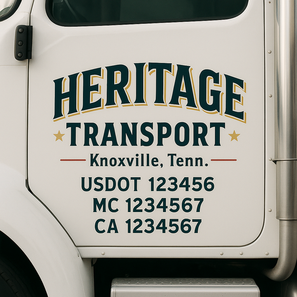 Custom Truck Door Decal Sticker Lettering Signs with US DOT, MC, CA, KYU VIN For Semi-Trucks, Work Trucks & Businesses