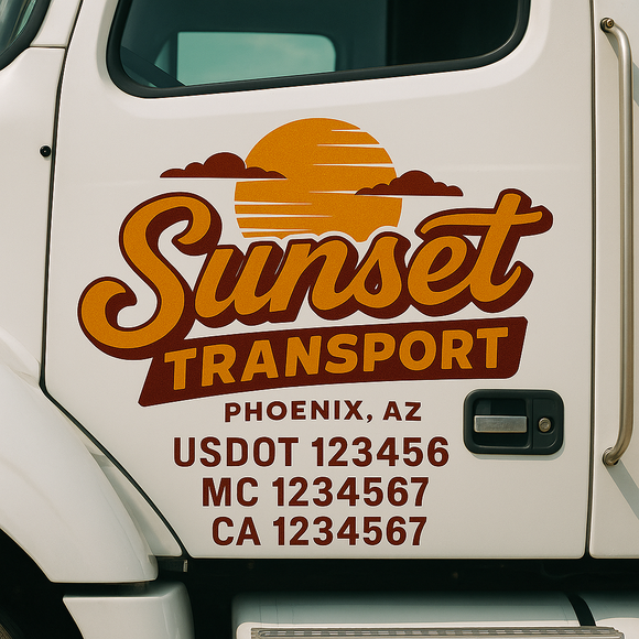 Custom Truck Door Decal Sticker Lettering Signs with US DOT, MC, CA, KYU VIN For Semi-Trucks, Work Trucks & Businesses