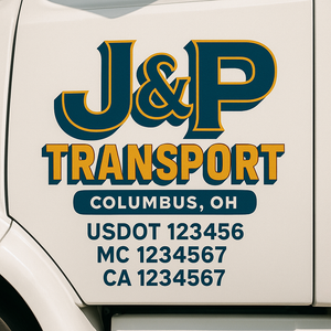 Custom Truck Door Decal Sticker Lettering Signs with US DOT, MC, CA, KYU VIN For Semi-Trucks, Work Trucks & Businesses