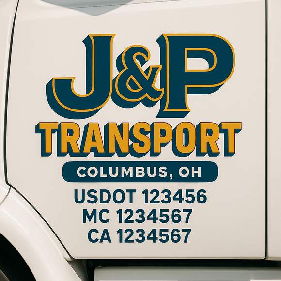 Custom Truck Door Decal Sticker Lettering Signs with US DOT, MC, CA, KYU VIN For Semi-Trucks, Work Trucks & Businesses