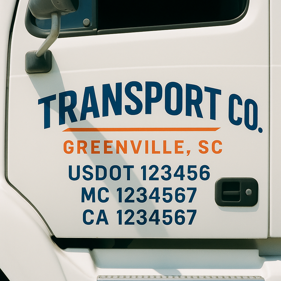 Custom Truck Door Decal Sticker Lettering Signs with US DOT, MC, CA, KYU VIN For Semi-Trucks, Work Trucks & Businesses