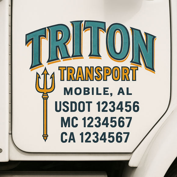 Custom Truck Door Decal Sticker Lettering Signs with US DOT, MC, CA, KYU VIN For Semi-Trucks, Work Trucks & Businesses