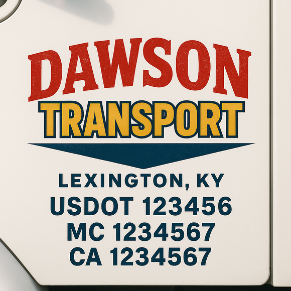 Custom Truck Door Decal Sticker Lettering Signs with US DOT, MC, CA, KYU VIN For Semi-Trucks, Work Trucks & Businesses
