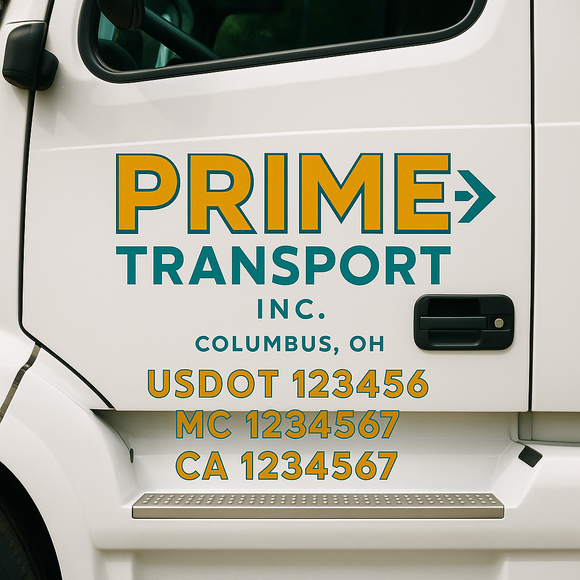 Custom Truck Door Decal Sticker Lettering Signs with US DOT, MC, CA, KYU VIN For Semi-Trucks, Work Trucks & Businesses