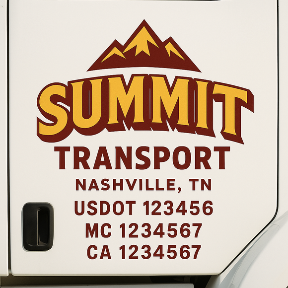 Custom Truck Door Decal Sticker Lettering Signs with US DOT, MC, CA, KYU VIN For Semi-Trucks, Work Trucks & Businesses