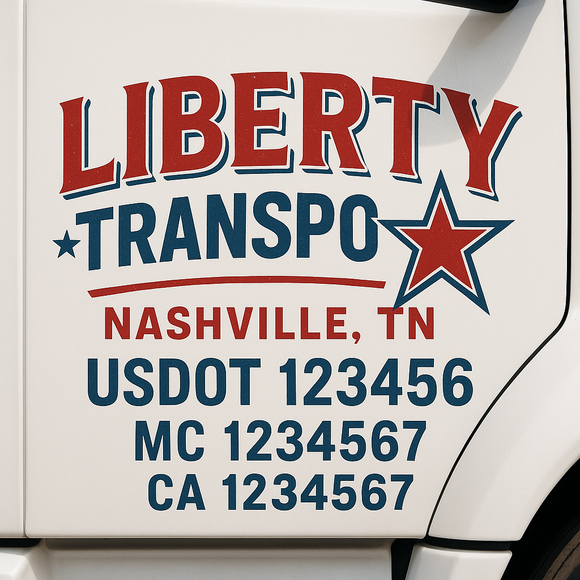 Custom Truck Door Decal Sticker Lettering Signs with US DOT, MC, CA, KYU VIN For Semi-Trucks, Work Trucks & Businesses