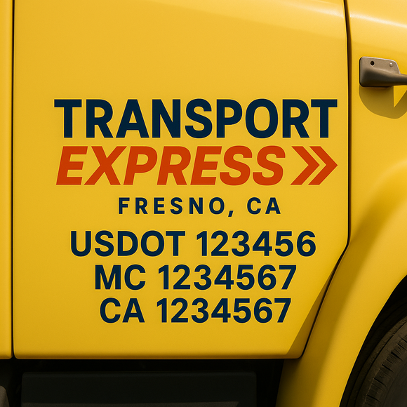 Custom Truck Door Decal Sticker Lettering Signs with US DOT, MC, CA, KYU VIN For Semi-Trucks, Work Trucks & Businesses