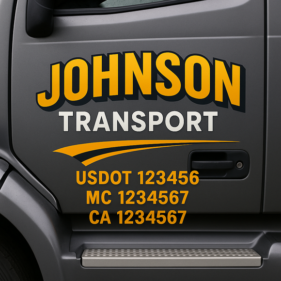 Custom Truck Door Decal Sticker Lettering Signs with US DOT, MC, CA, KYU VIN For Semi-Trucks, Work Trucks & Businesses