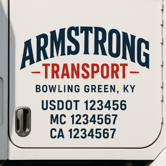 Custom Truck Door Decal Sticker Lettering Signs with US DOT, MC, CA, KYU VIN For Semi-Trucks, Work Trucks & Businesses