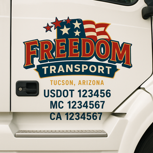 Custom Truck Door Decal Sticker Lettering Signs with US DOT, MC, CA, KYU VIN For Semi-Trucks, Work Trucks & Businesses