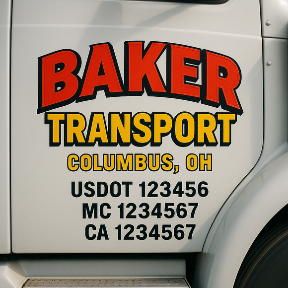 Custom Truck Door Decal Sticker Lettering Signs with US DOT, MC, CA, KYU VIN For Semi-Trucks, Work Trucks & Businesses