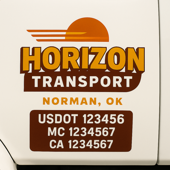 Custom Truck Door Decal Sticker Lettering Signs with US DOT, MC, CA, KYU VIN For Semi-Trucks, Work Trucks & Businesses