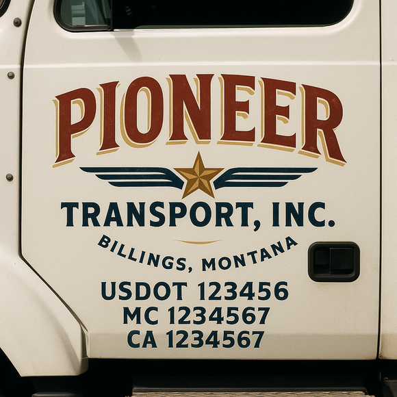 Custom Truck Door Decal Sticker Lettering Signs with US DOT, MC, CA, KYU VIN For Semi-Trucks, Work Trucks & Businesses
