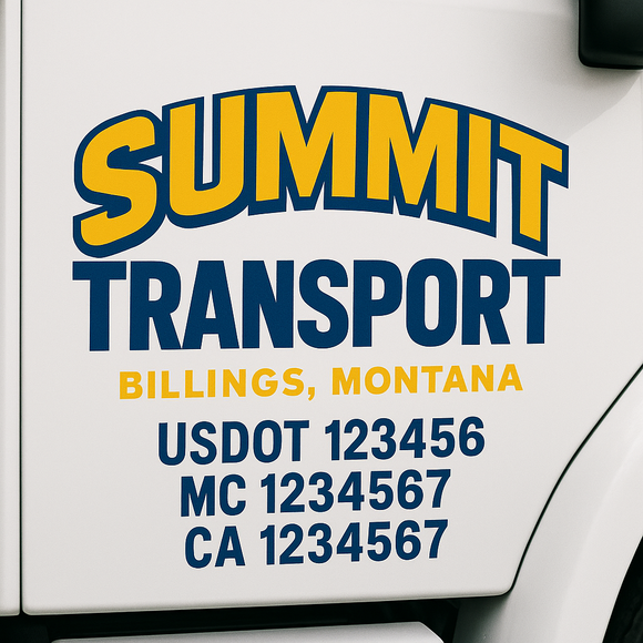 Custom Truck Door Decal Sticker Lettering Signs with US DOT, MC, CA, KYU VIN For Semi-Trucks, Work Trucks & Businesses
