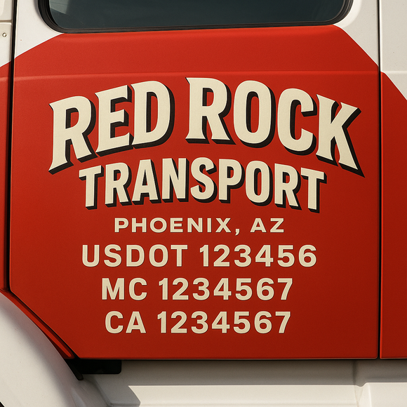 Custom Truck Door Decal Sticker Lettering Signs with US DOT, MC, CA, KYU VIN For Semi-Trucks, Work Trucks & Businesses