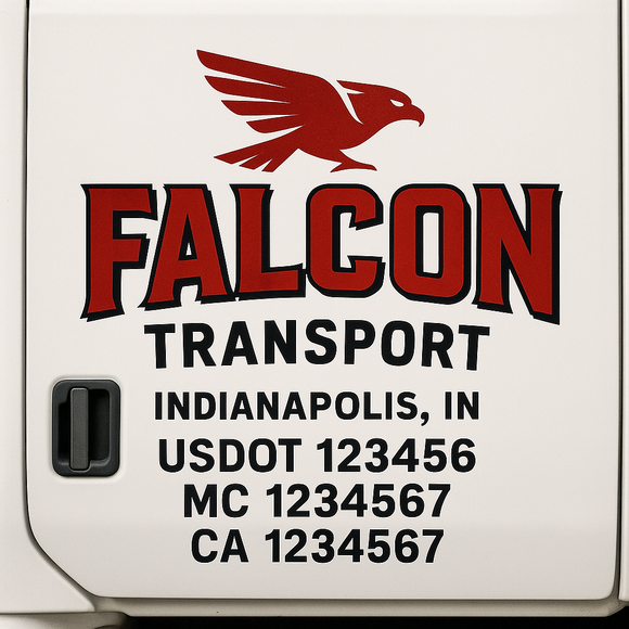 Custom Truck Door Decal Sticker Lettering Signs with US DOT, MC, CA, KYU VIN For Semi-Trucks, Work Trucks & Businesses
