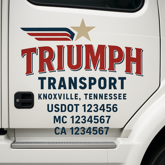 Custom Truck Door Decal Sticker Lettering Signs with US DOT, MC, CA, KYU VIN For Semi-Trucks, Work Trucks & Businesses