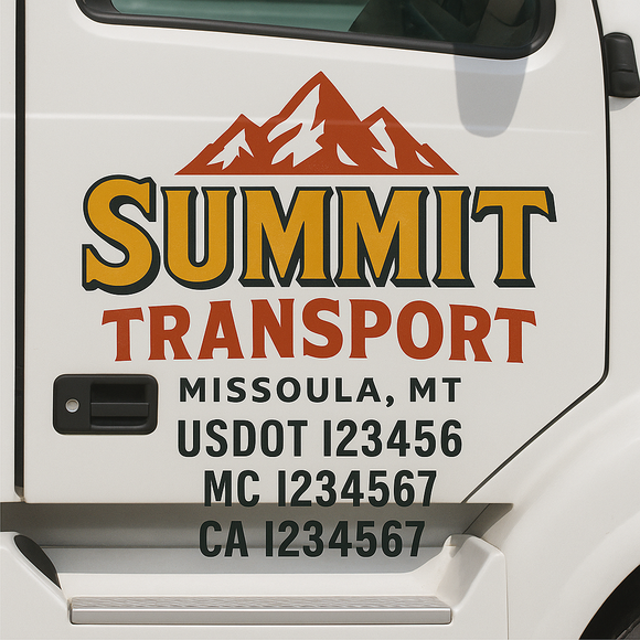 Custom Truck Door Decal Sticker Lettering Signs with US DOT, MC, CA, KYU VIN For Semi-Trucks, Work Trucks & Businesses