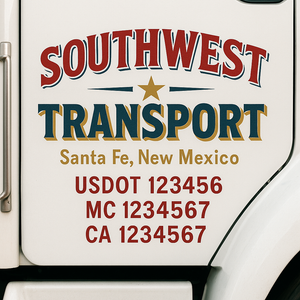 Custom Truck Door Decal Sticker Lettering Signs with US DOT, MC, CA, KYU VIN For Semi-Trucks, Work Trucks & Businesses