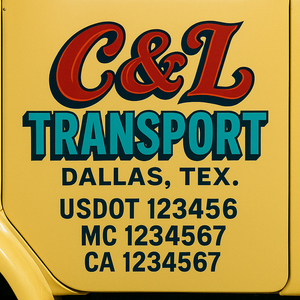 Custom Truck Door Decal Sticker Lettering Signs with US DOT, MC, CA, KYU VIN For Semi-Trucks, Work Trucks & Businesses