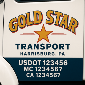 Custom Truck Door Decal Sticker Lettering Signs with US DOT, MC, CA, KYU VIN For Semi-Trucks, Work Trucks & Businesses