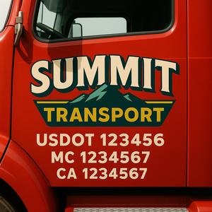 Custom Truck Door Decal Sticker Lettering Signs with US DOT, MC, CA, KYU VIN For Semi-Trucks, Work Trucks & Businesses