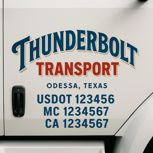 Custom Truck Door Decal Sticker Lettering Signs with US DOT, MC, CA, KYU VIN For Semi-Trucks, Work Trucks & Businesses