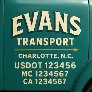 Custom Truck Door Decal Sticker Lettering Signs with US DOT, MC, CA, KYU VIN For Semi-Trucks, Work Trucks & Businesses