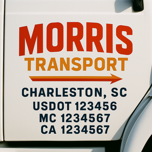 Custom Truck Door Decal Sticker Lettering Signs with US DOT, MC, CA, KYU VIN For Semi-Trucks, Work Trucks & Businesses