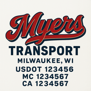 Custom Truck Door Decal Sticker Lettering Signs with US DOT, MC, CA, KYU VIN For Semi-Trucks, Work Trucks & Businesses