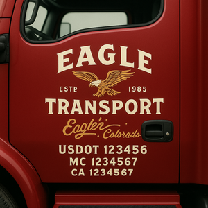 Custom Truck Door Decal Sticker Lettering Signs with US DOT, MC, CA, KYU VIN For Semi-Trucks, Work Trucks & Businesses