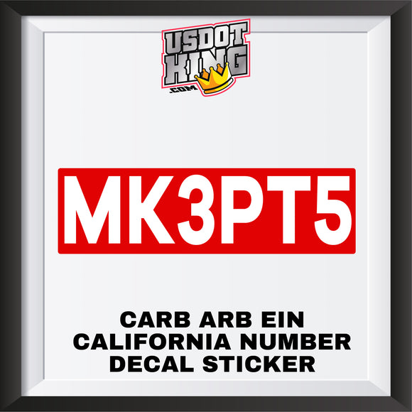 carb arb number decal