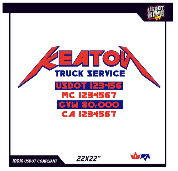 USDOT TruckDoor Company Decals 