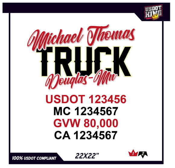 USDOT TruckDoor Decal Template