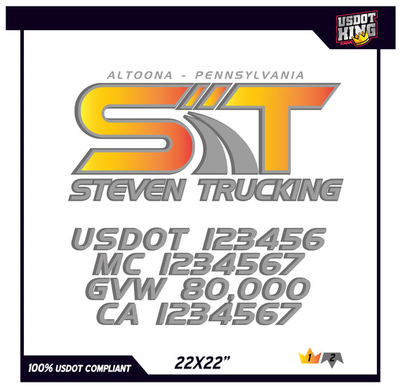 USDOT TRUCK DOOR DECAL TEMPLATE